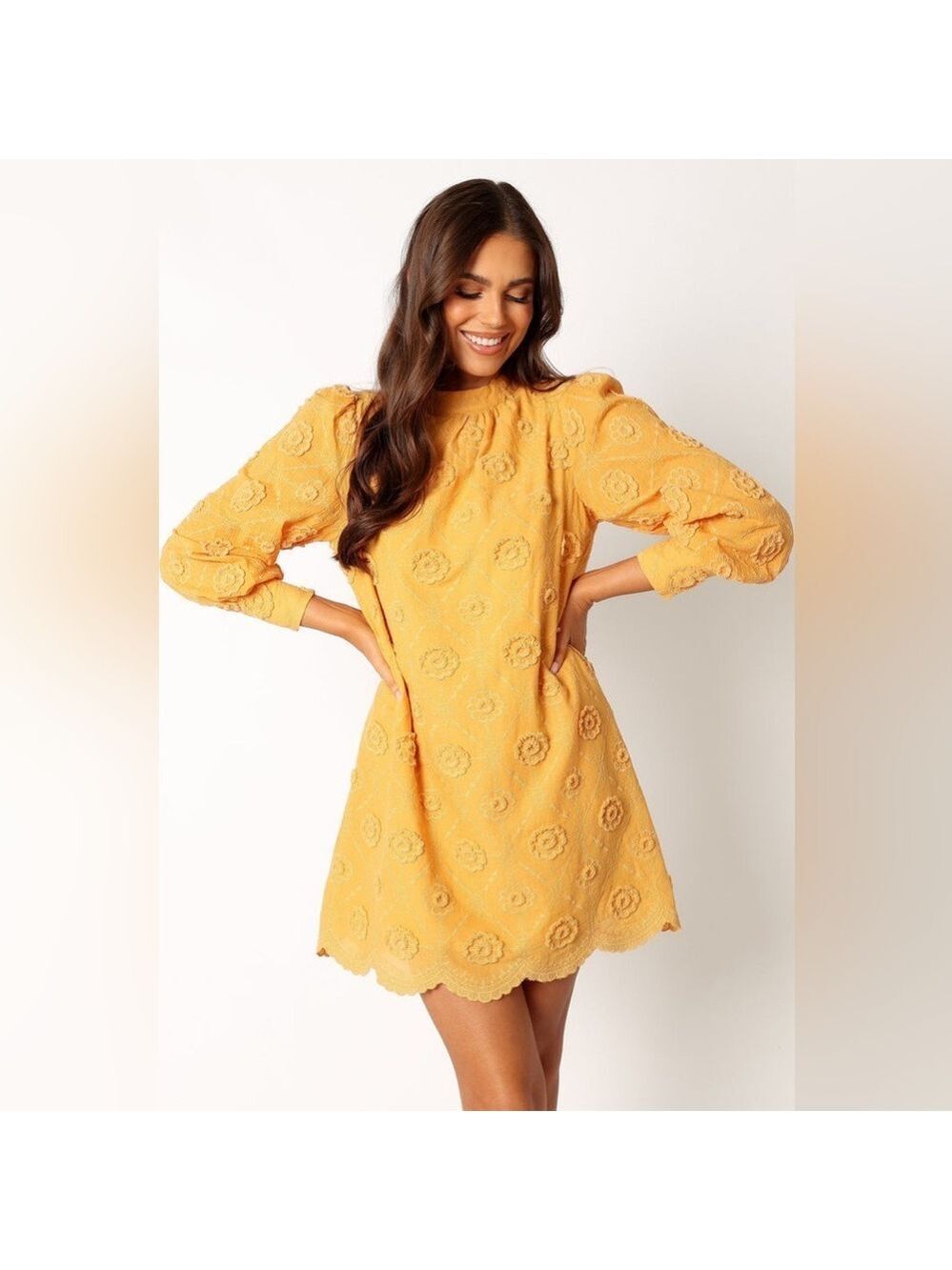Storia Stefania Midi Dress in Mustard - Size Medium